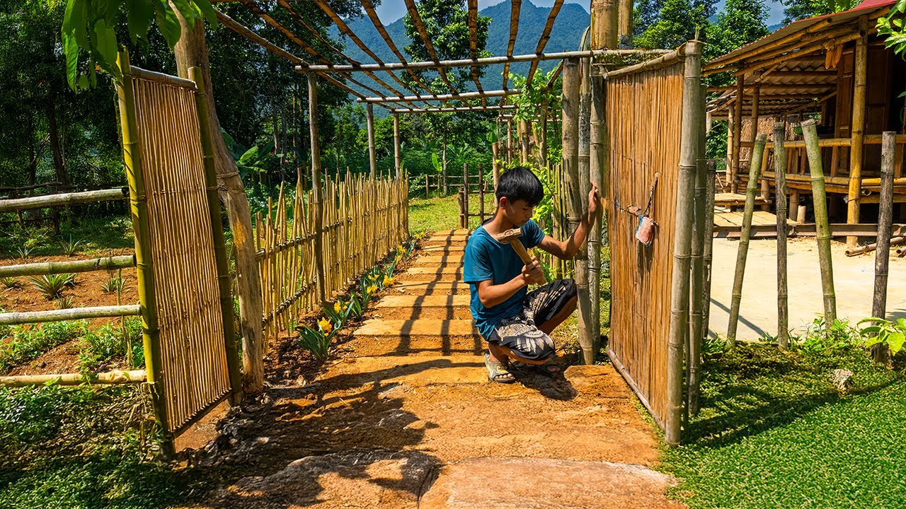 Building a Bamboo Gate and Planting Vegetable Beds | Summer Rain Relief
