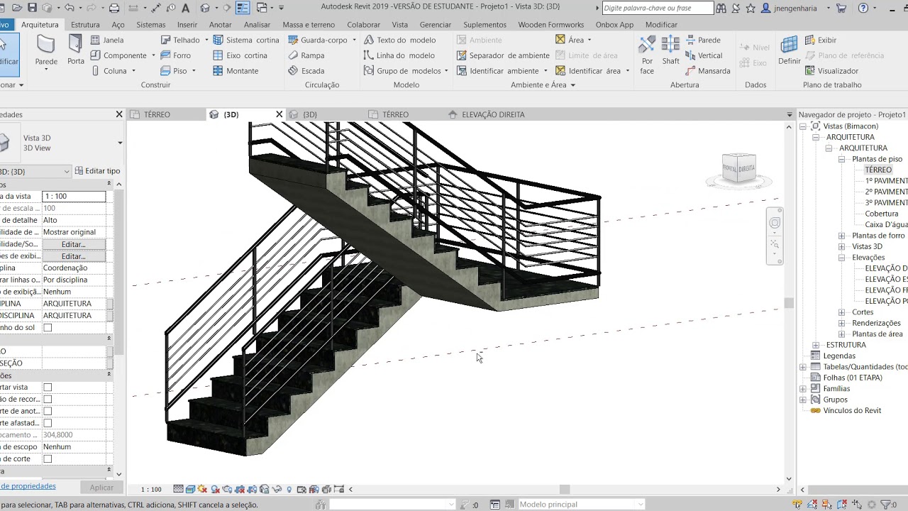 Revit - Aula escada múltiplos Níveis