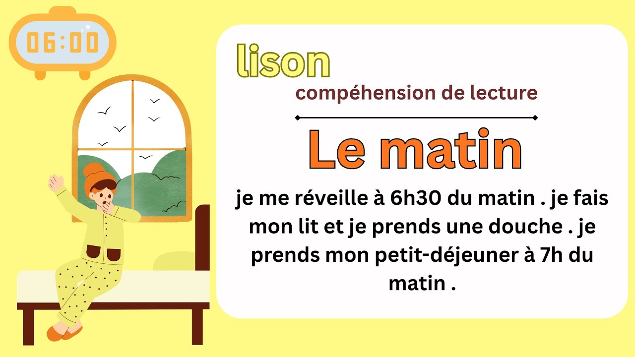 Exercices de compréhension de lecture 1re à 3e année  ( le matin ) Lison avec Maîtresse Nina