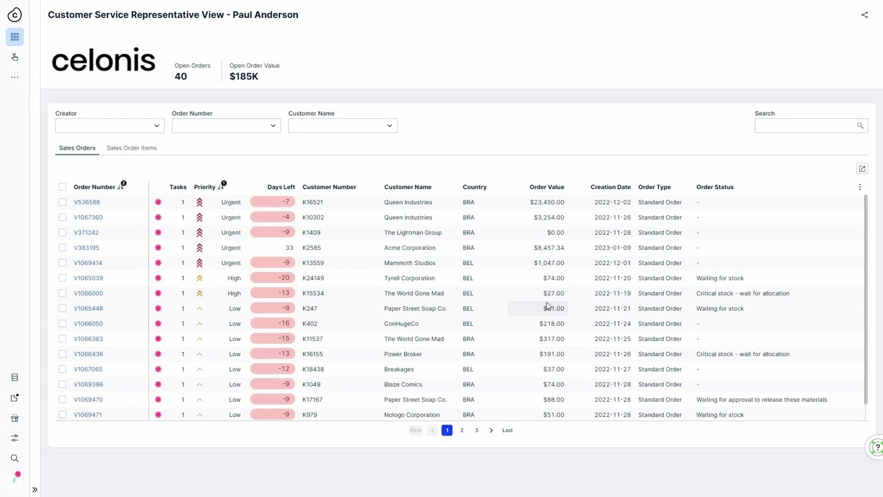 Celonis Open Order Processing App | Demo