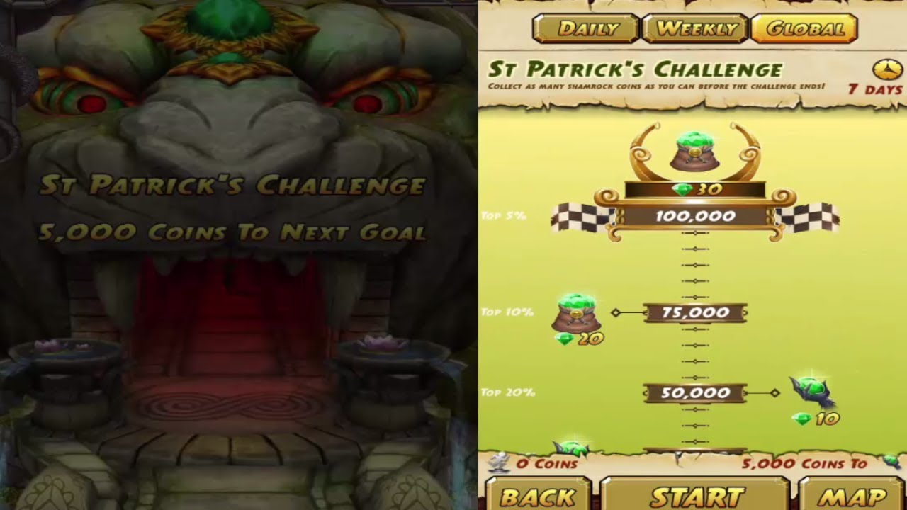 Temple Run 2 ST Patrick's Challenge New Global Challenge