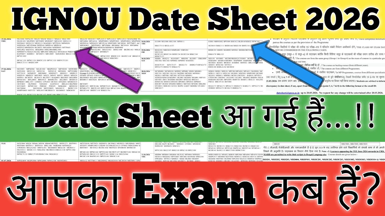 How To IGNOU Exam Date Sheet June 2026 IGNOU Exam Final Date Sheet June 2026 IGNOU June 2026 Exam 