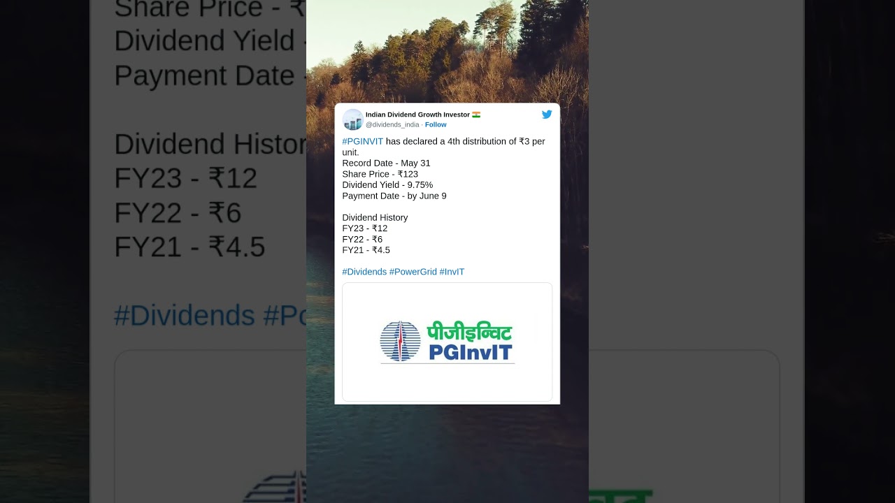 Powergrid InvIT has declared 4th distribution for FY 2023. #InvIT #Dividend (25 May 2023)