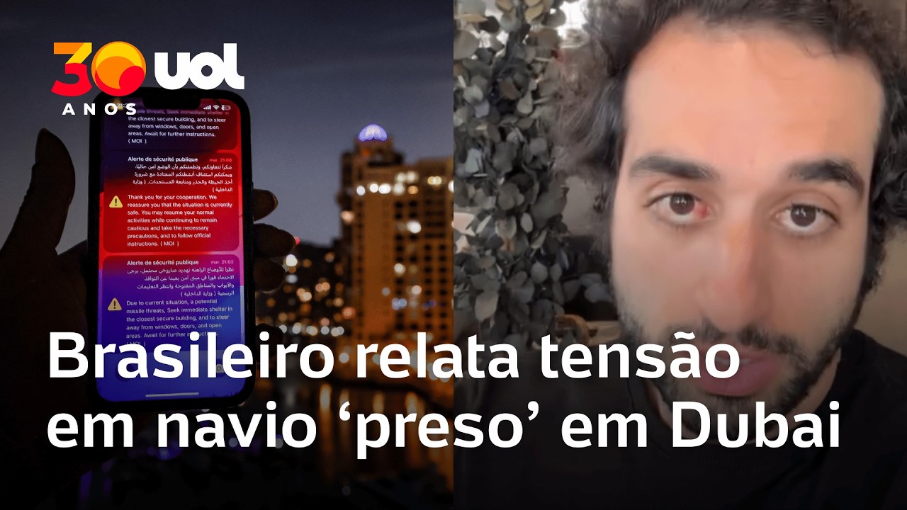 Brasileiro relata tensão em navio preso em Dubai após ataque ao Irã: ‘Recebemos alertas de mísseis’