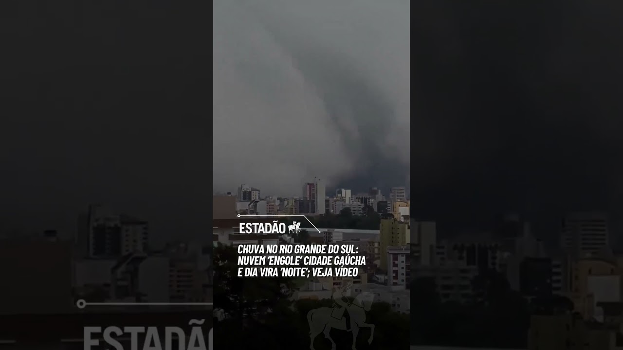 Chuva no Rio Grande do Sul: Nuvem 'engole' cidade ga&uacute;cha e dia vira 'noite'