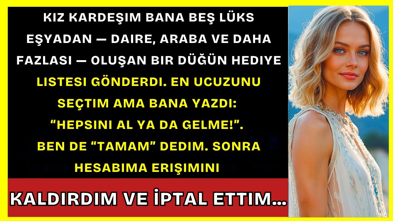Kız Kardeşim 5 Lüks Eşyadan Oluşan Düğün Listesi Gönderdi. En Ucuzunu Seçtim Ve Bana Dedi Ki...