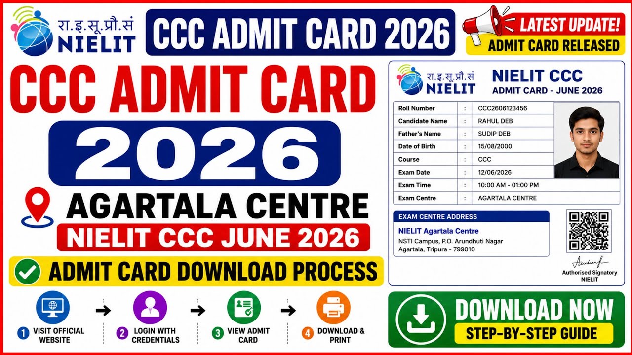 CCC Admit Card 2026 Agartala | NIELIT CCC June 2026 Admit Card Download Process
