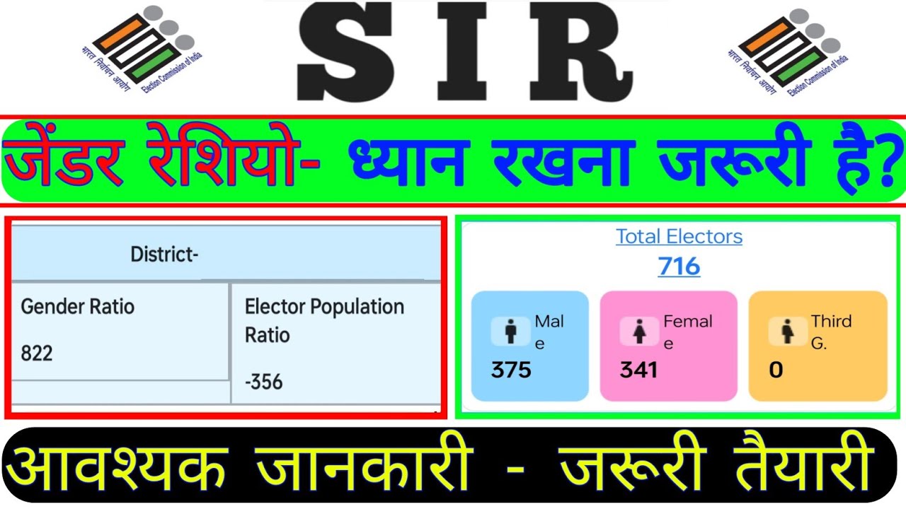 SIR 2025 | Gender Ratio kaise nikale | Gender Ratio formula | जेंडर रेशियो कैसे निकाले |