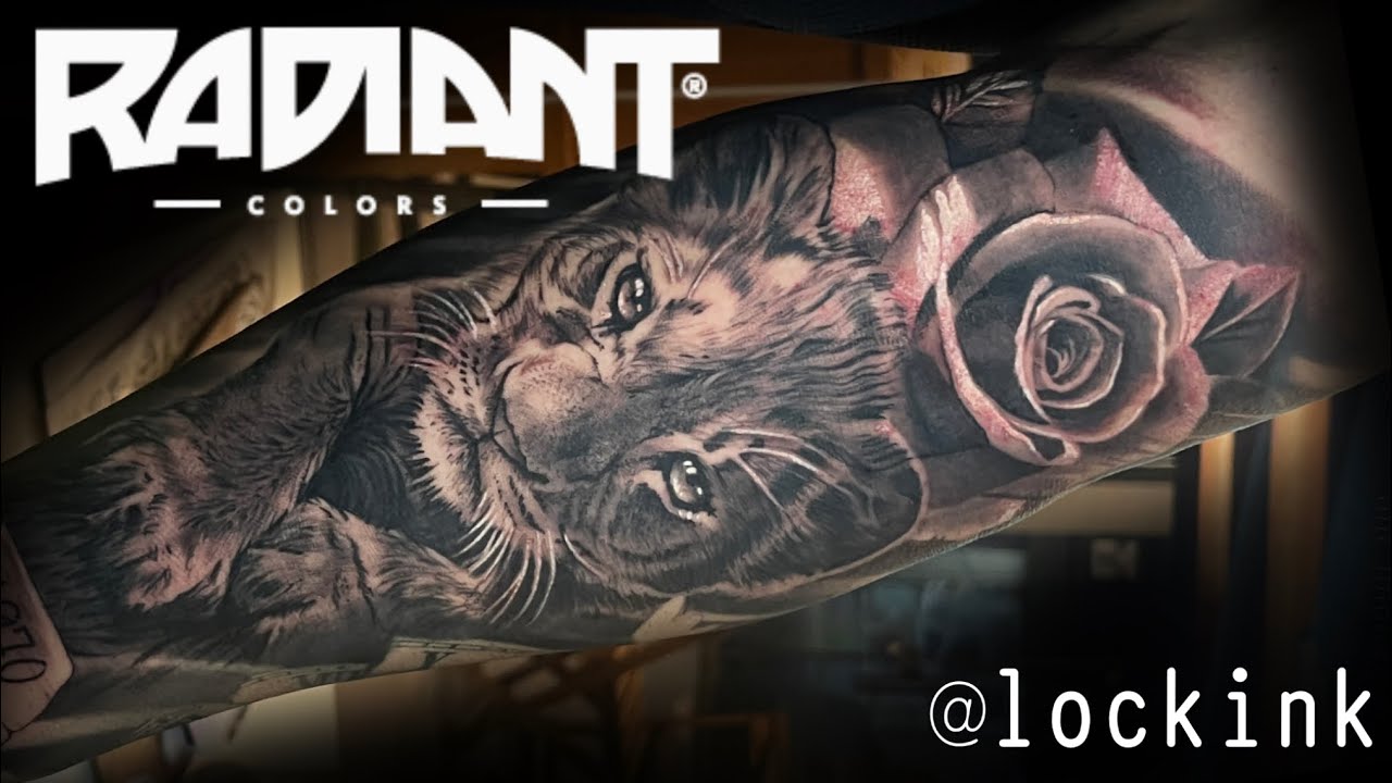 FILHOTE DE LEAO E ROSA REALISTA - TATUANDO EM TEMPO REAL #75 - LOCKINK (no audio)