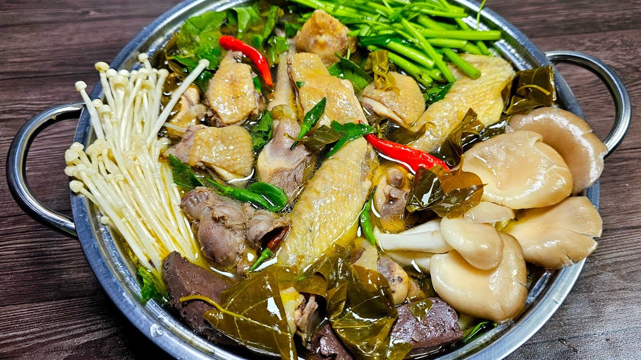 cách nấu LẨU GÀ LÁ GIANG chua ngọt thanh ăn với bún rất ngon - Tú Lê Miền Tây