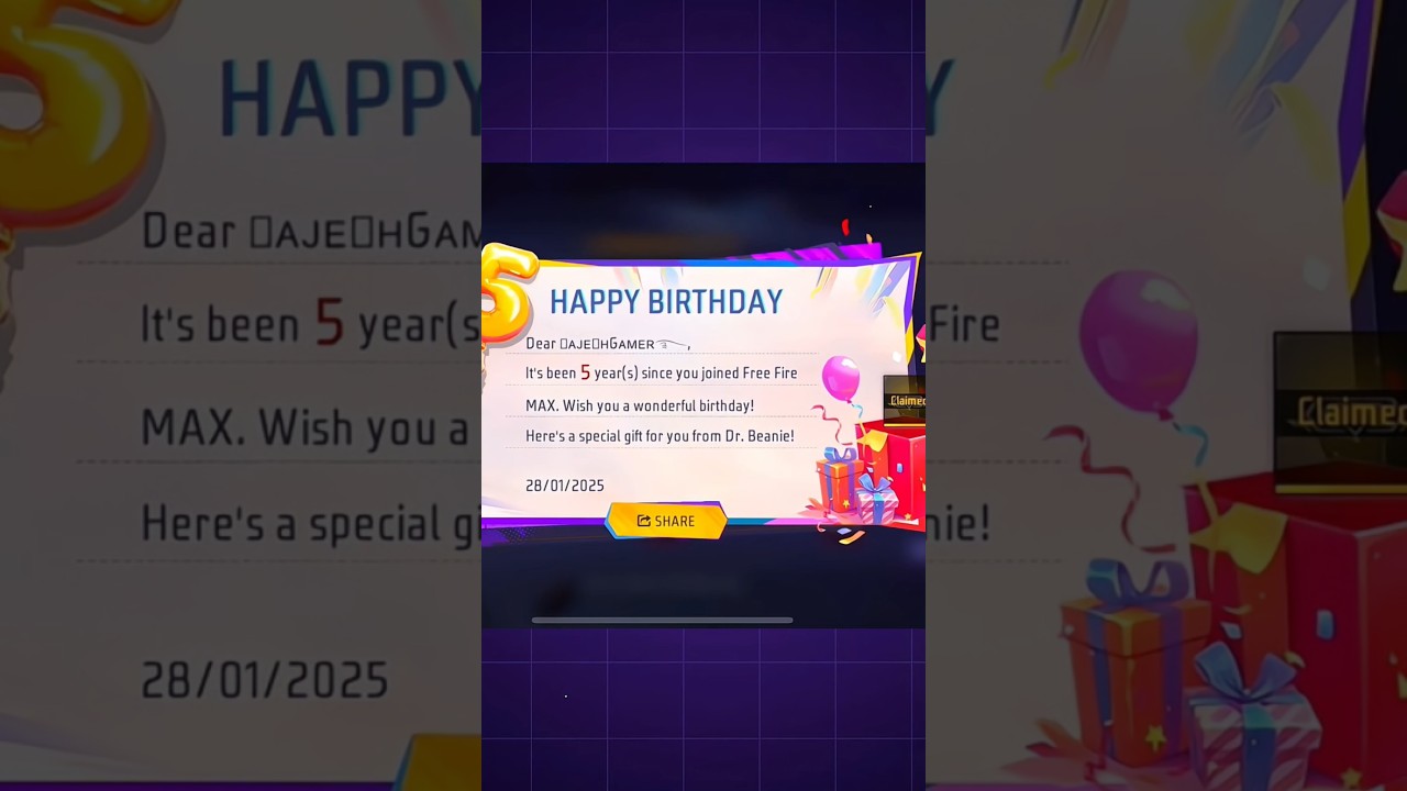 GARENA SEND ME BIRTHDAY GIFT 🎁🤯#ff #shorts
