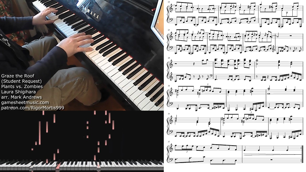 Plants vs. Zombies - Graze the Roof - Piano (w/sheets)