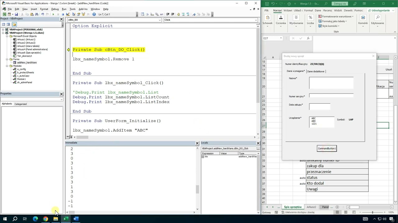 2.8. ListBOX - om&oacute;wienie właściwości LISTBOXA w VBA [projekt EXCEL w VBA dla początkujących]