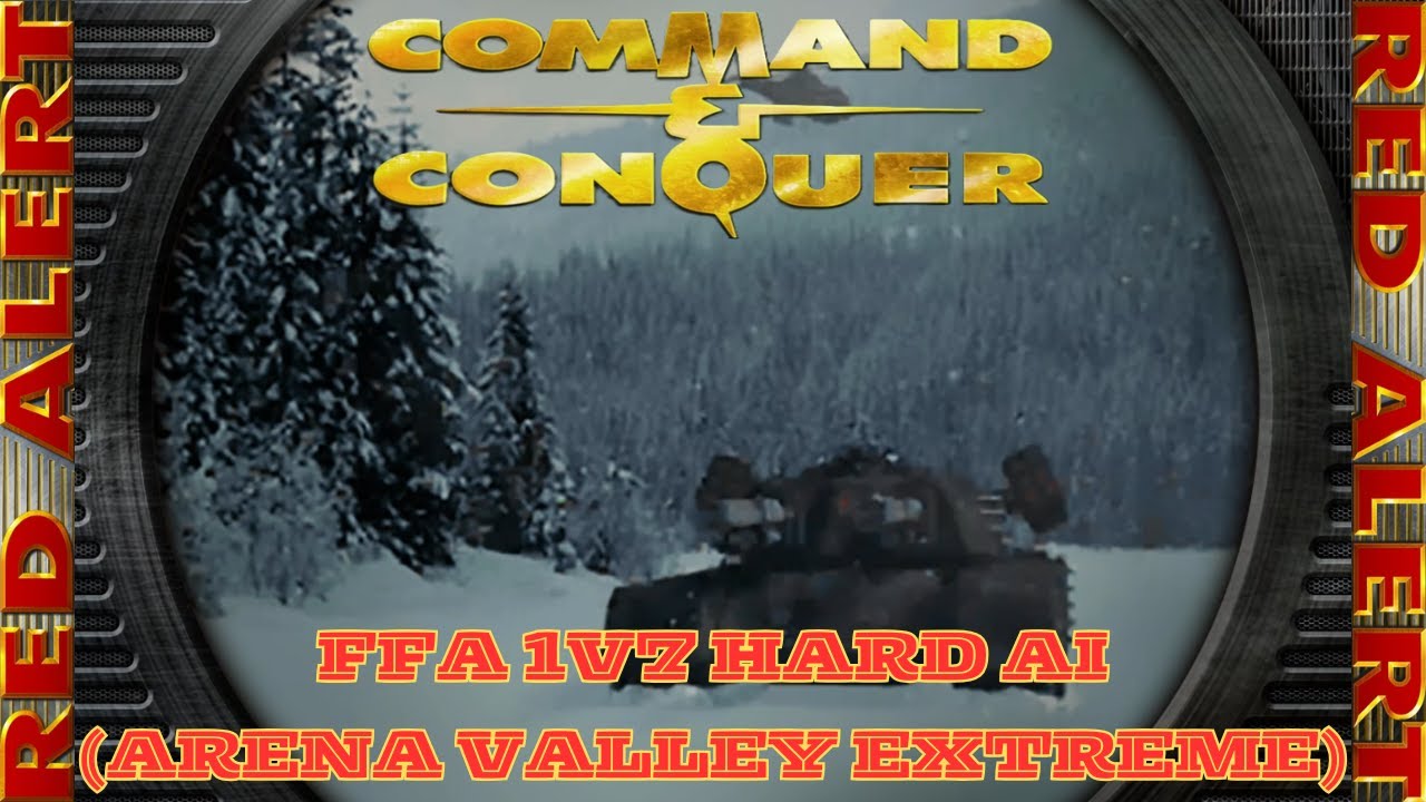 Command And Conquer Red Alert Skirmish FFA 1V7 Hard (Arena Valley Extreme) RTS Allied Gameplay PC