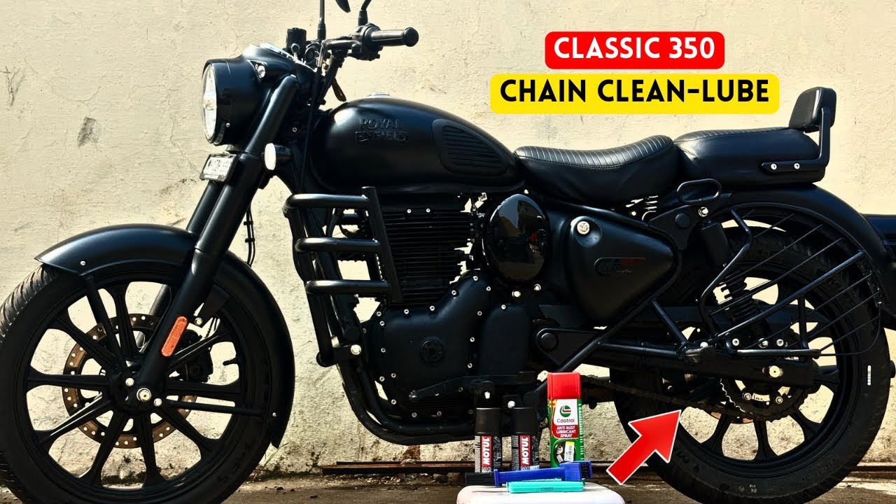Royal Enfield Classic 350 Stealth Black Chain Cleaning & Lube | Step by Step Chain Care Guide 2025