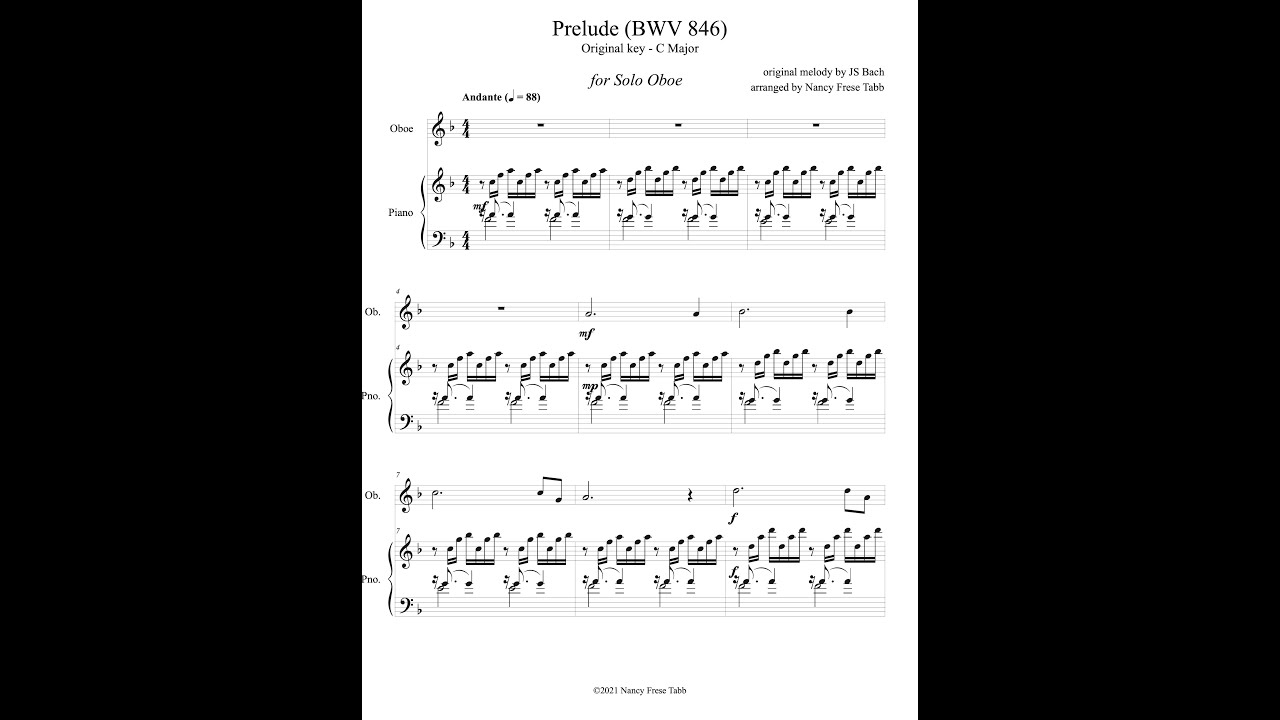 Bach Prelude for Solo Oboe and Piano Accompaniment