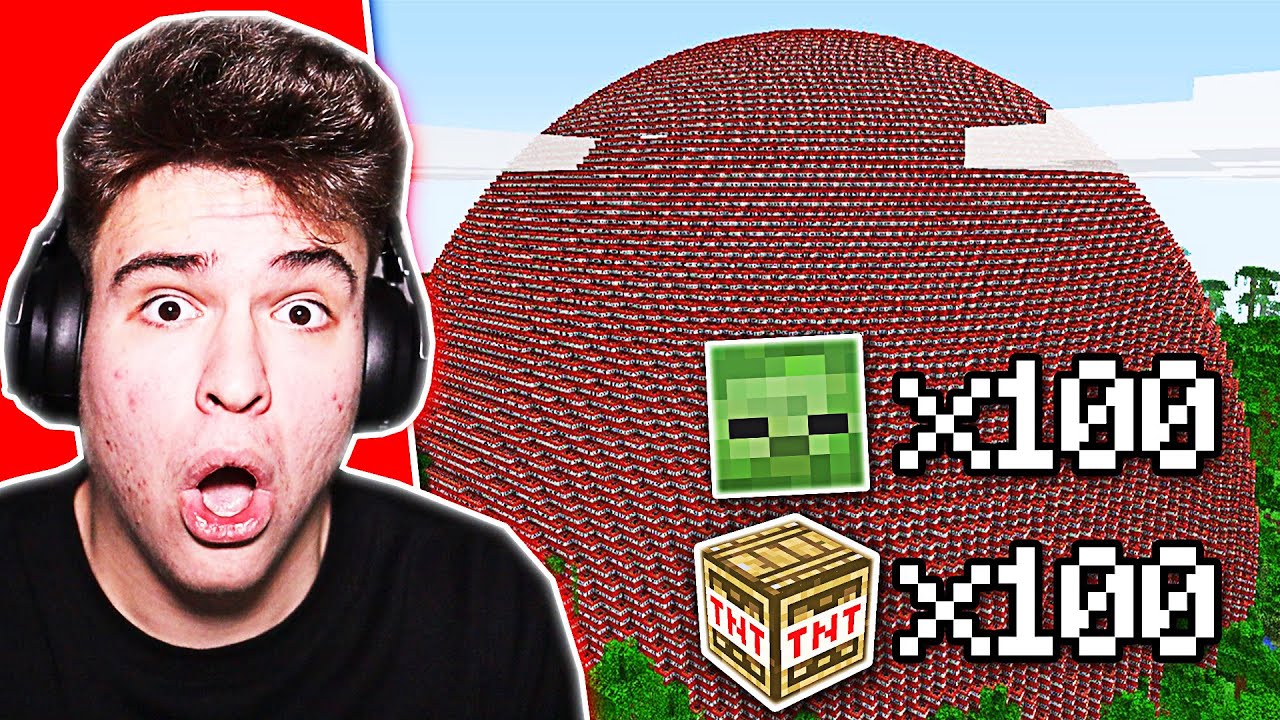 100 TNT-URI MODATE vs. 100 DE MOBI în MINECRAFT! (EXPERIMENT)
