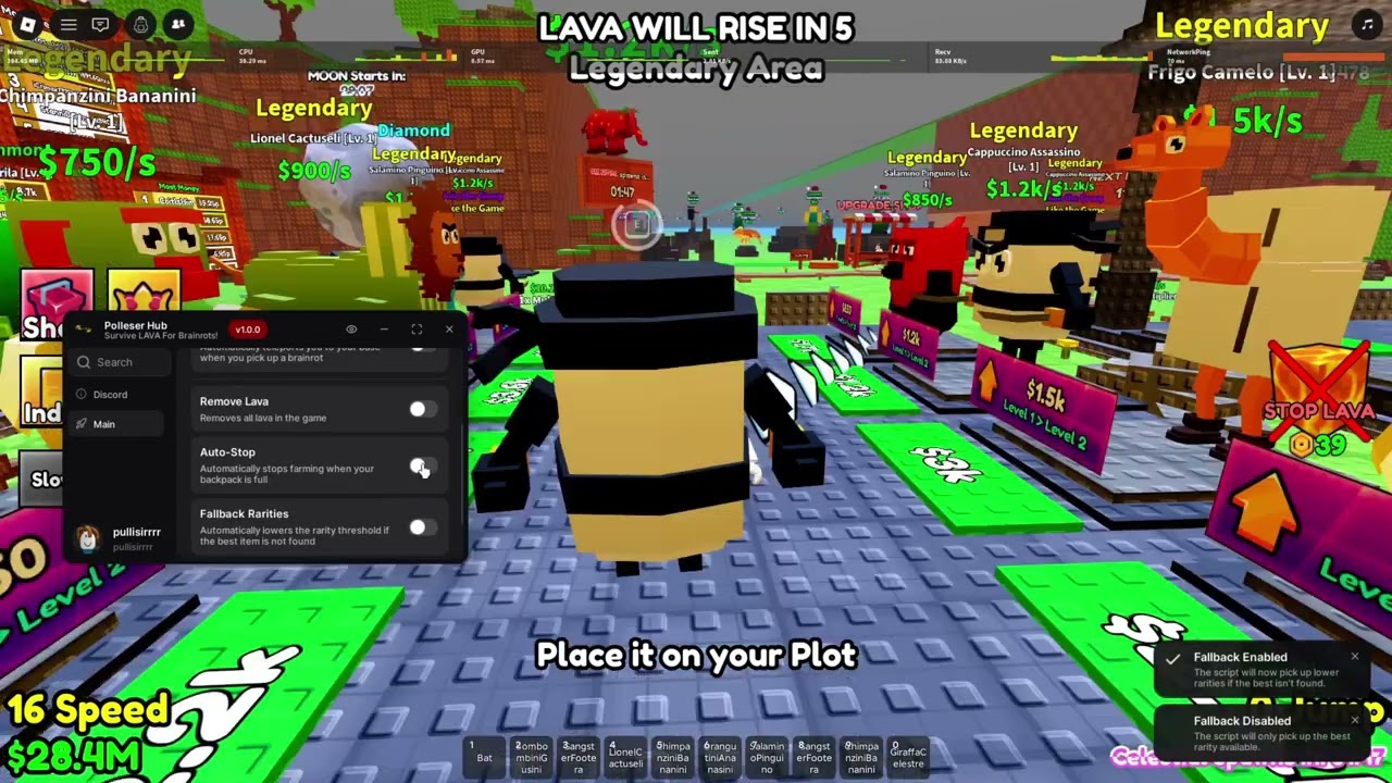 BEST SURVIVE LAVA FOR BRAINROTS SCRIPT | AUTO FARM, AUTO COLLECT CASH AND MORE! PolleserHub