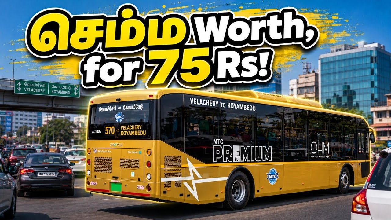 ₹75 AC Bus Ride in Chennai! Velachery to Koyambedu | MTC Bus Journey