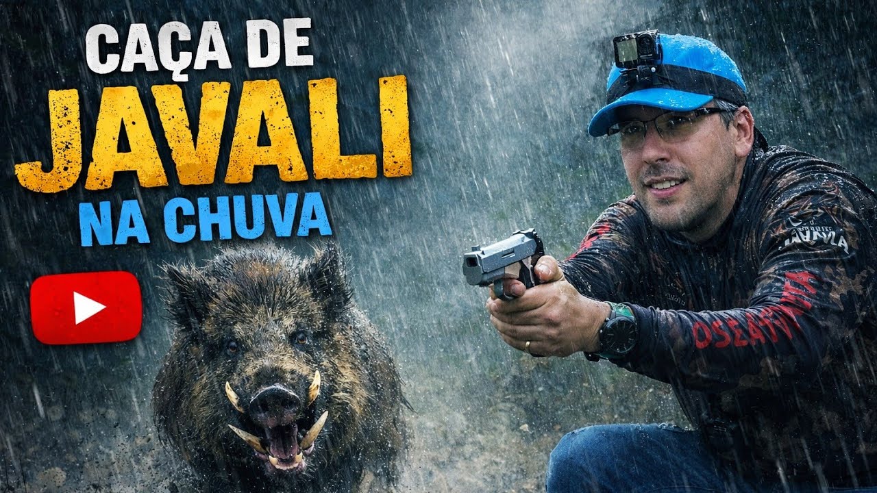Caçada de javali na chuva 
