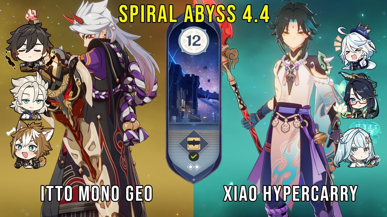 C0 Itto Mono Geo and C0 Xiao Xianyun Hypercarry - Genshin Impact Abyss 4.4 - Floor 12 9 Stars