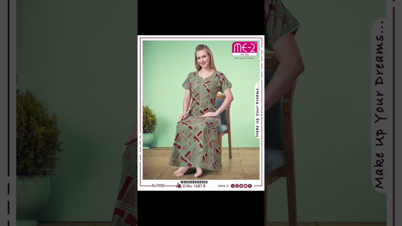 #FancyAlfineNighty#AlfineNightwear#StylishAlfineNighty#AlfineSleepwear#ME-2#LightweightNightwear#