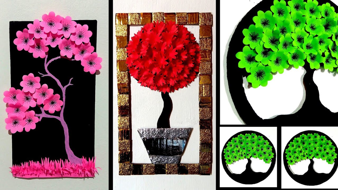 3 Paper flowers wall hangings | Easy wall decoration ideas | Diy room decor | Papercraft wall decor