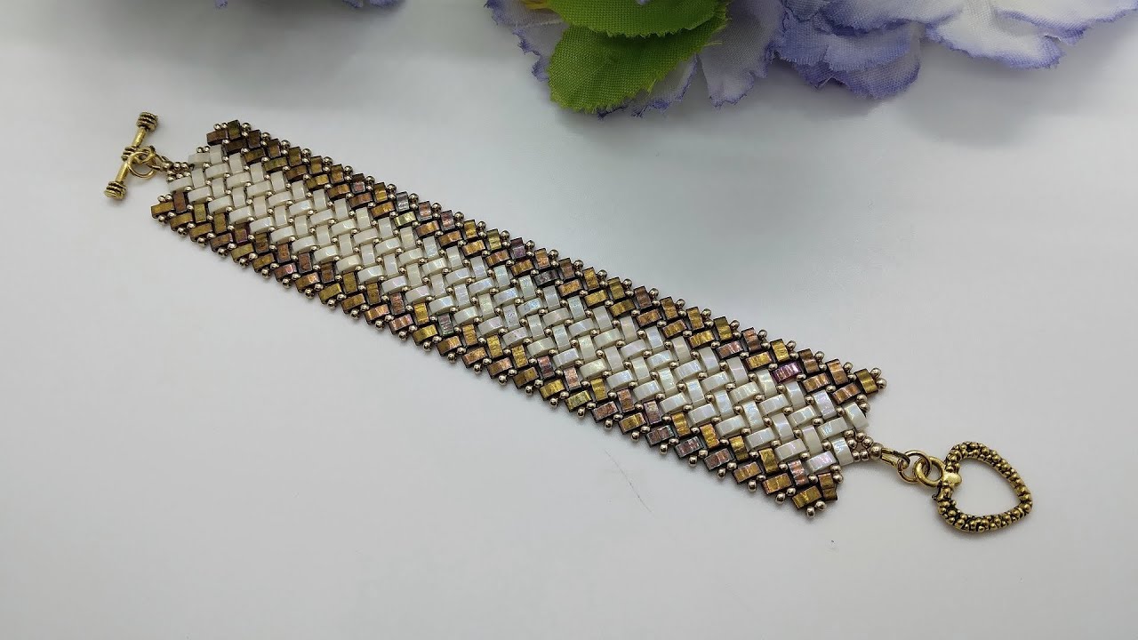 Herringbone Bracelet with Half Tila Beads using Beebeecraft Products #beebeecraft