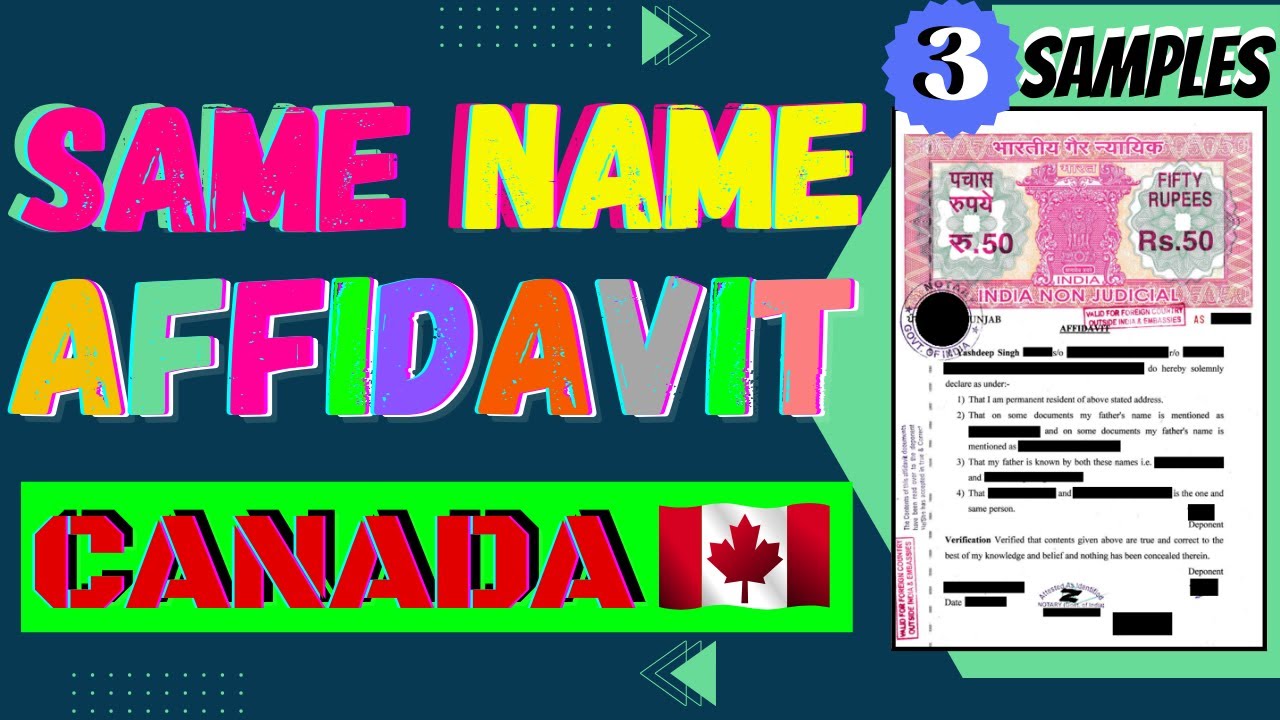 SAME NAME AFFIDAVIT for CANADA Study Visa | Affidavit for NAME CORRECTION (2024)