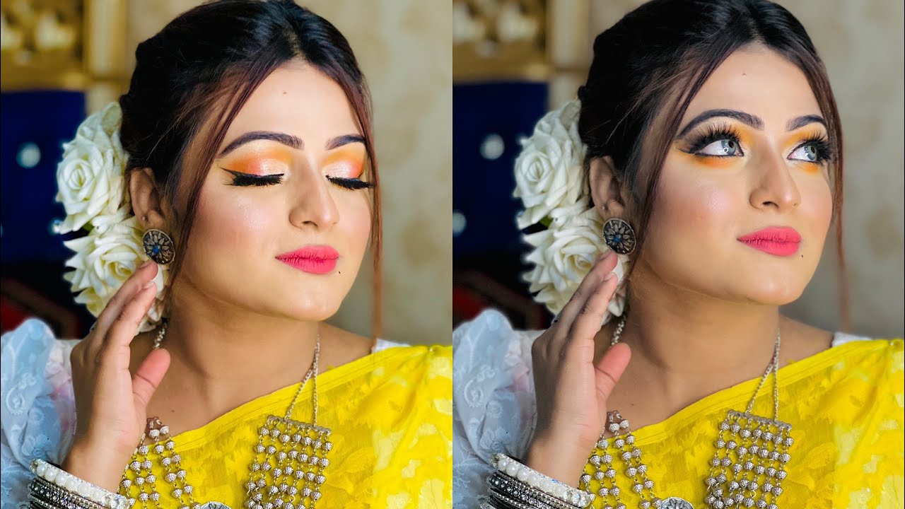 Pohela Falgun long lasting makeup tutorial 2022| yellow and white |পহেলা ফাল্গুন মেকআপ লুক২০২২