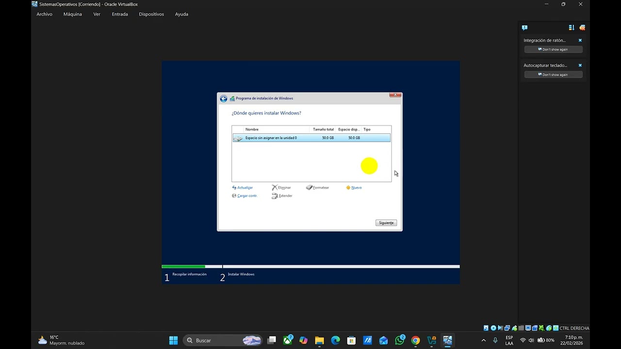 Instalacion Windows server 2019 con Virtual Box