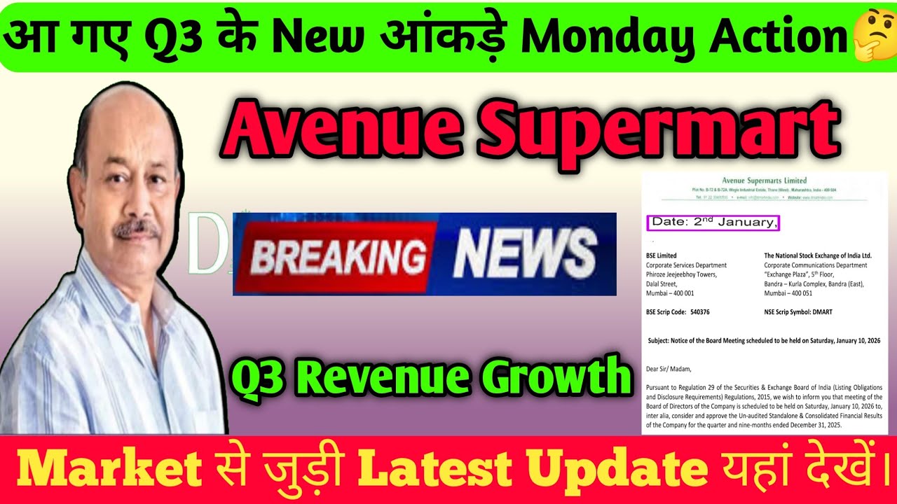 DMart Q3 के New आंकड़े | Avenue Supermarts Q3 Results update | Avenue Supermarts Share latest News