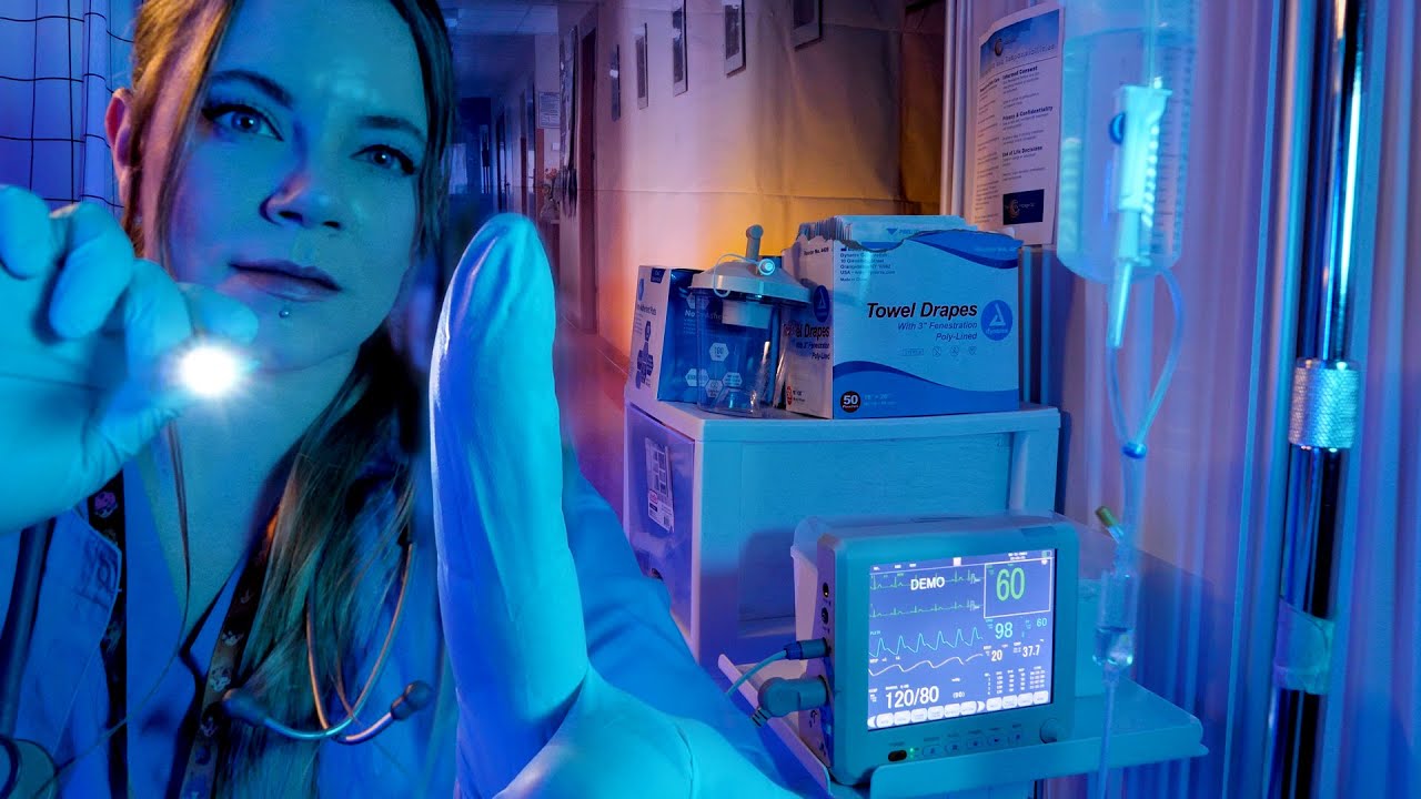 ASMR Hospital Late Night Cranial Nerve Exam | Nurse Exam | Whispered