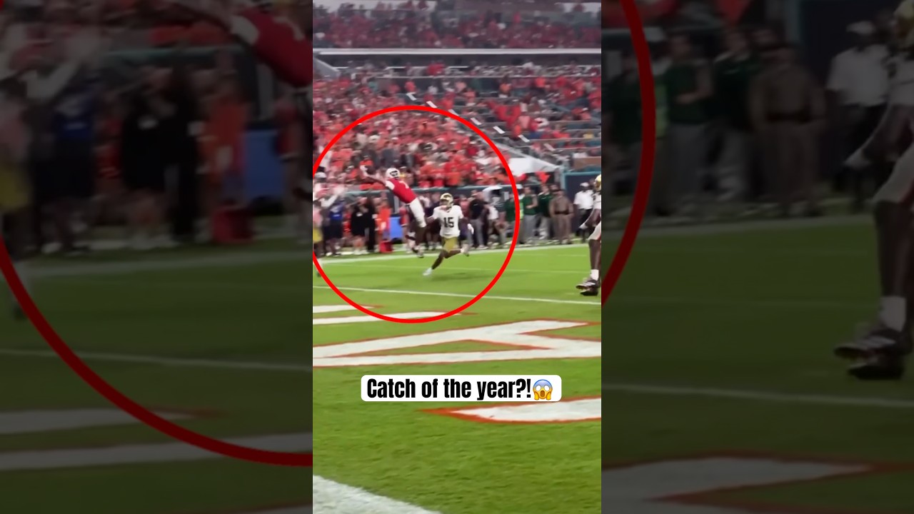 CJ Daniels CATCH OF THE YEAR?!😱 #collegefootball #miamifootball #cfb #footballhighlights