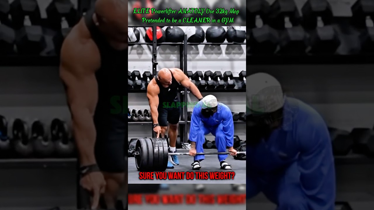 ELITARNY tr&oacute;jboista siłowy ANATOLY używa mopa o wadze 32 kg #siłownia #trolllife #śmieszne
