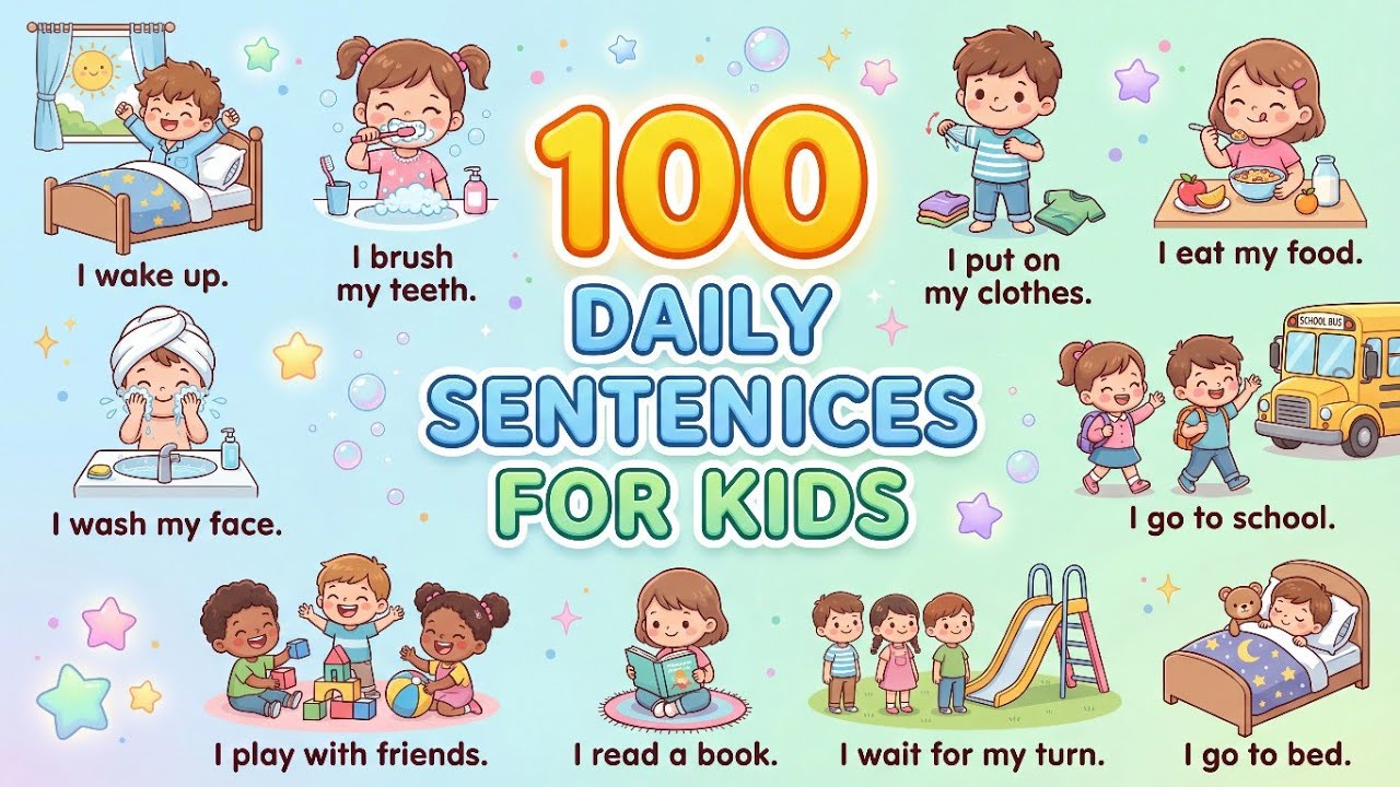 100 Daily Routine English Sentences | First Words for Babies | English Vocabulary for Beginners