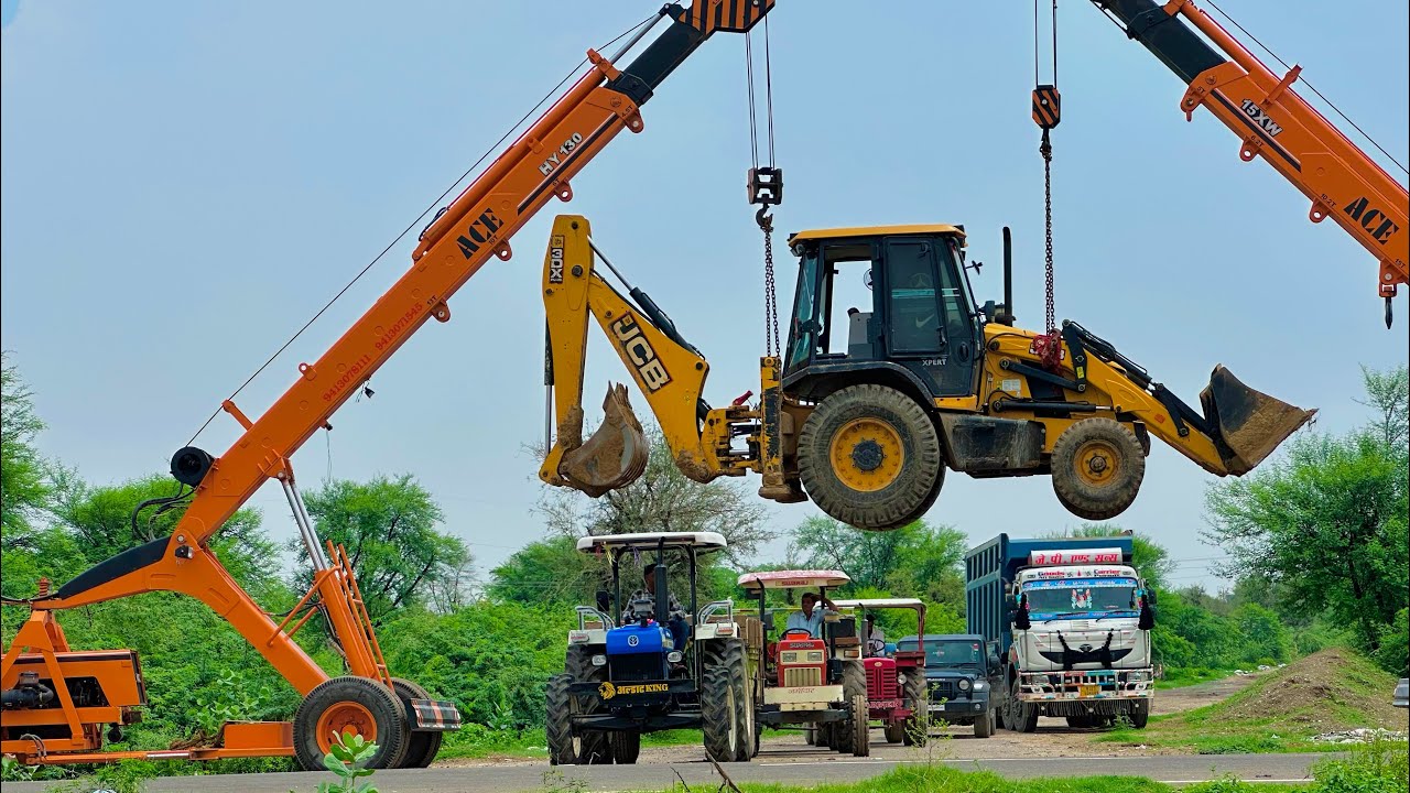 Jcb 3dx Xpert Loading Mud Trolley | New Holland 3630 John deere Tractor Mahindra 2 crane truck video