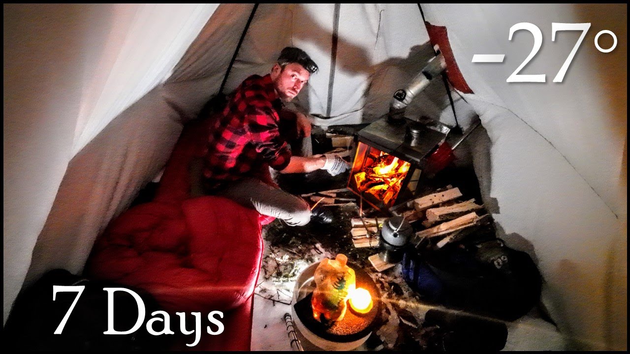 -27&deg; Winter Camping 7 Days | Snow & Cold in a Canvas Hot Tent