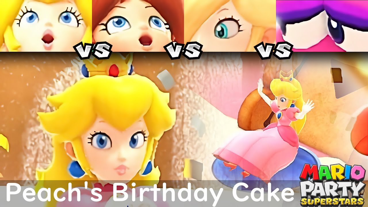 Mario Party Superstars Peach vs Daisy vs Rosalina vs Birdo in Peach's Birthday Cake