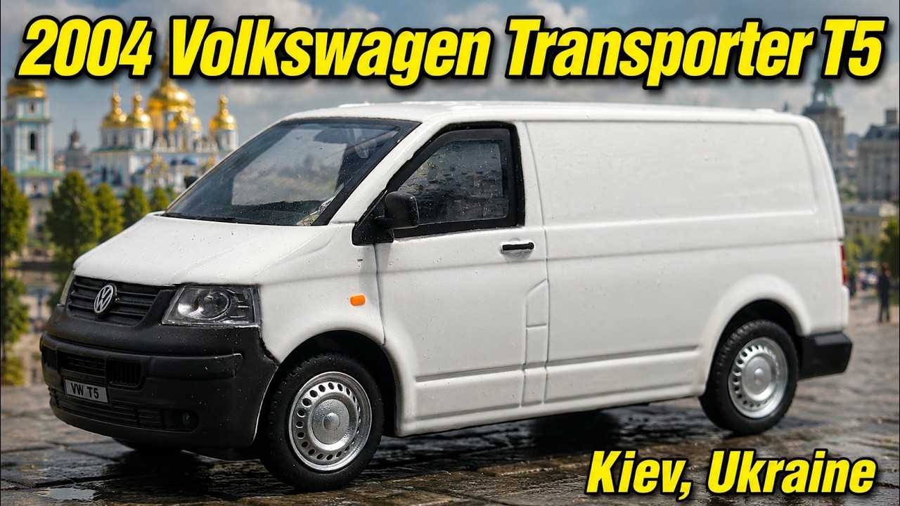 Модель автомобиля Volkswagen Transporter T5 2004 года выпуска, изготовленная компанией Cararama.