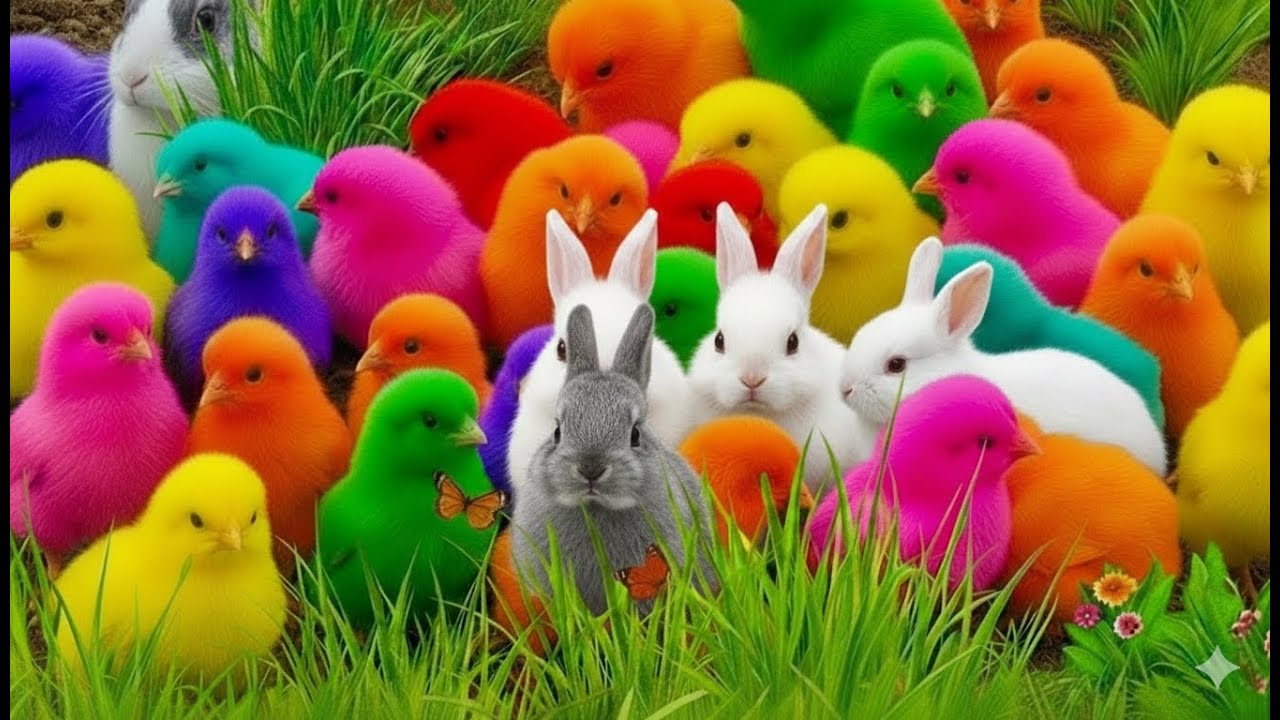 Catch Cute Chickens, Colorful Chickens, Rainbow Chickens, Rabbits, Cute Cats, Ducks, Cute Animals 1