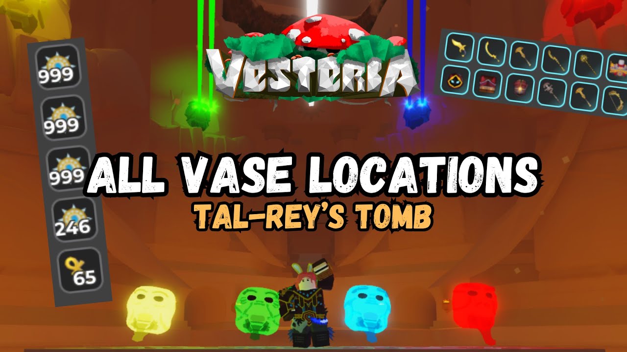 All vase locations in Tal Rey's Tomb (Roblox Vesteria)