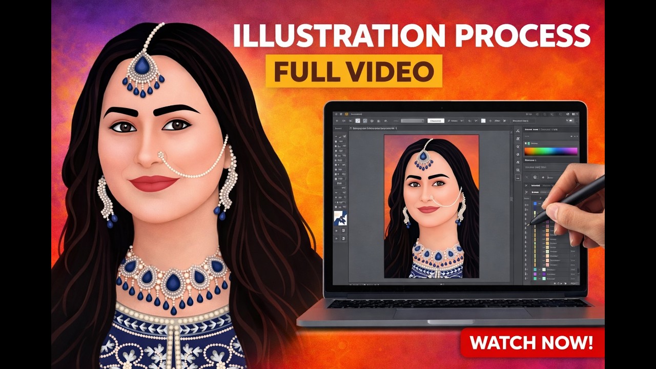 How to Draw Royal Portrait in Illustrator  Step by Step Digital Art