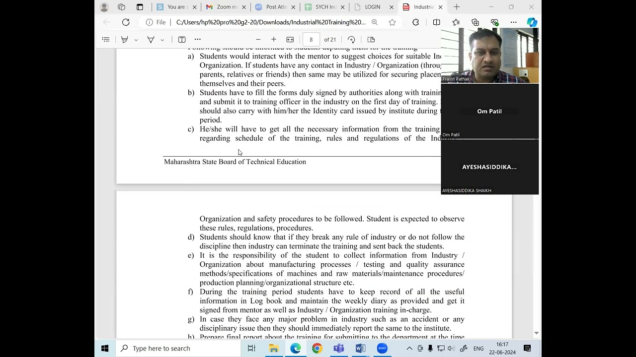 Guidelines for MSBE Industrial Training for Diploma in Engineering