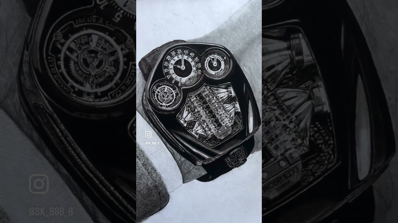 🔥Handmade drawing JacobCO watch.Bugatti Tourbillon⁠