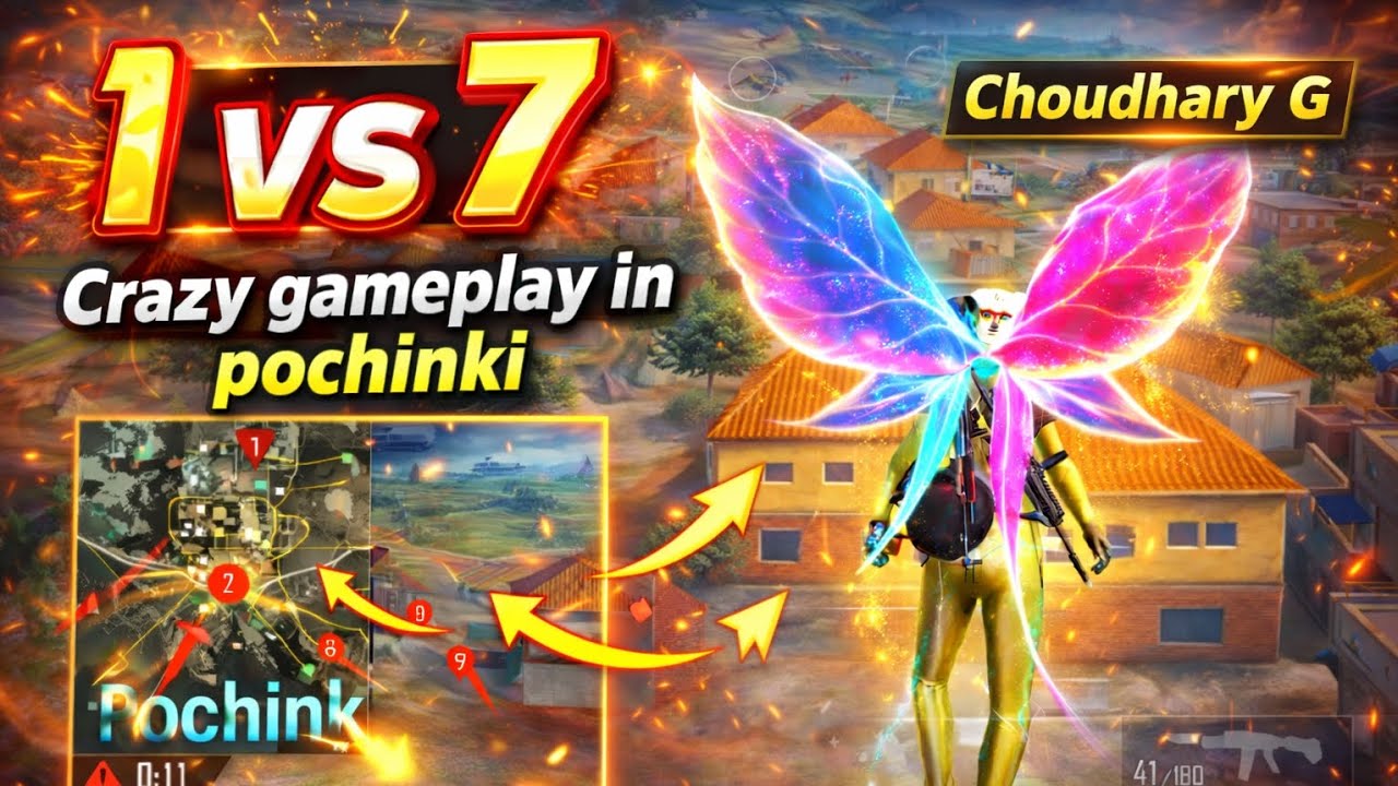 1 vs 7 Pochincki me udaya garda 🔥🔥🔥// Choudhary G // #bgmi 