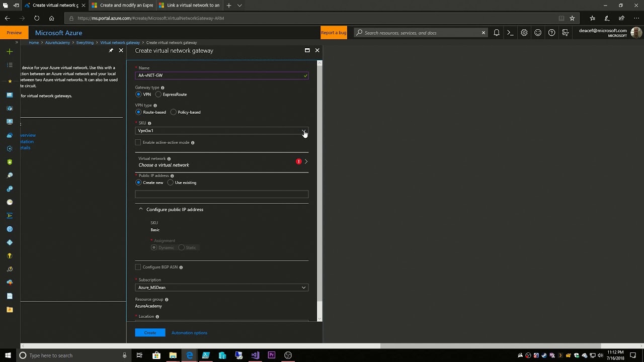 Azure Fundamentals - #13 - Virtual Network Gateway