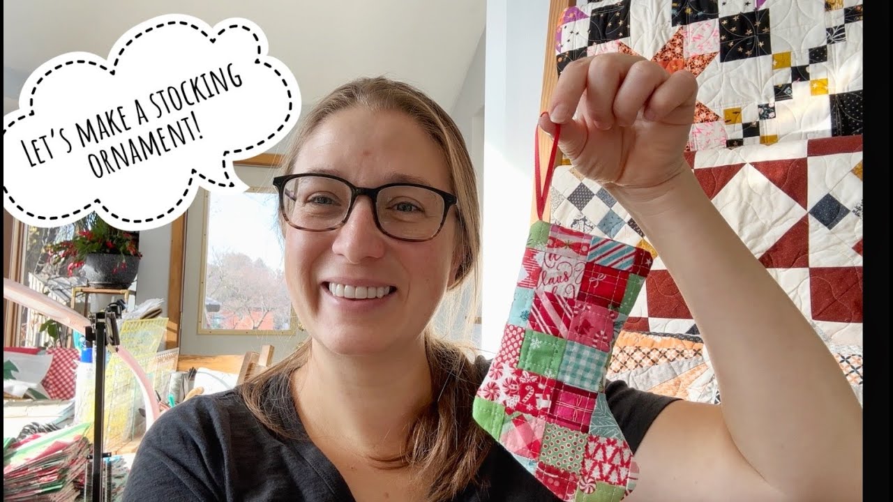 How to Make a Mini Christmas stocking ornament, quilted christmas ornament tutorial