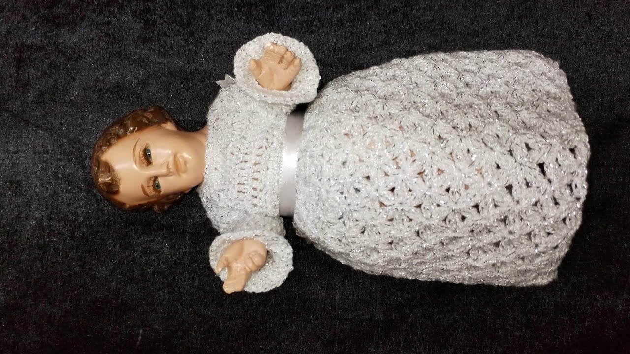 Ropón tejido a crochet para Niño Dios de 20 cm  