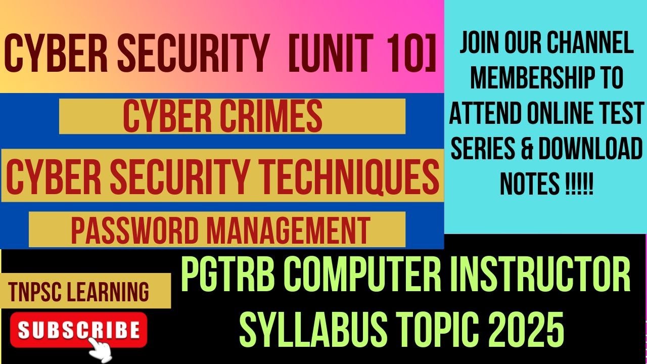 Cyber Security (unit 10) Part 1 [PGTRB Computer Instructor syllabus topics 2025]